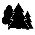 Vector forest icon of black trees.